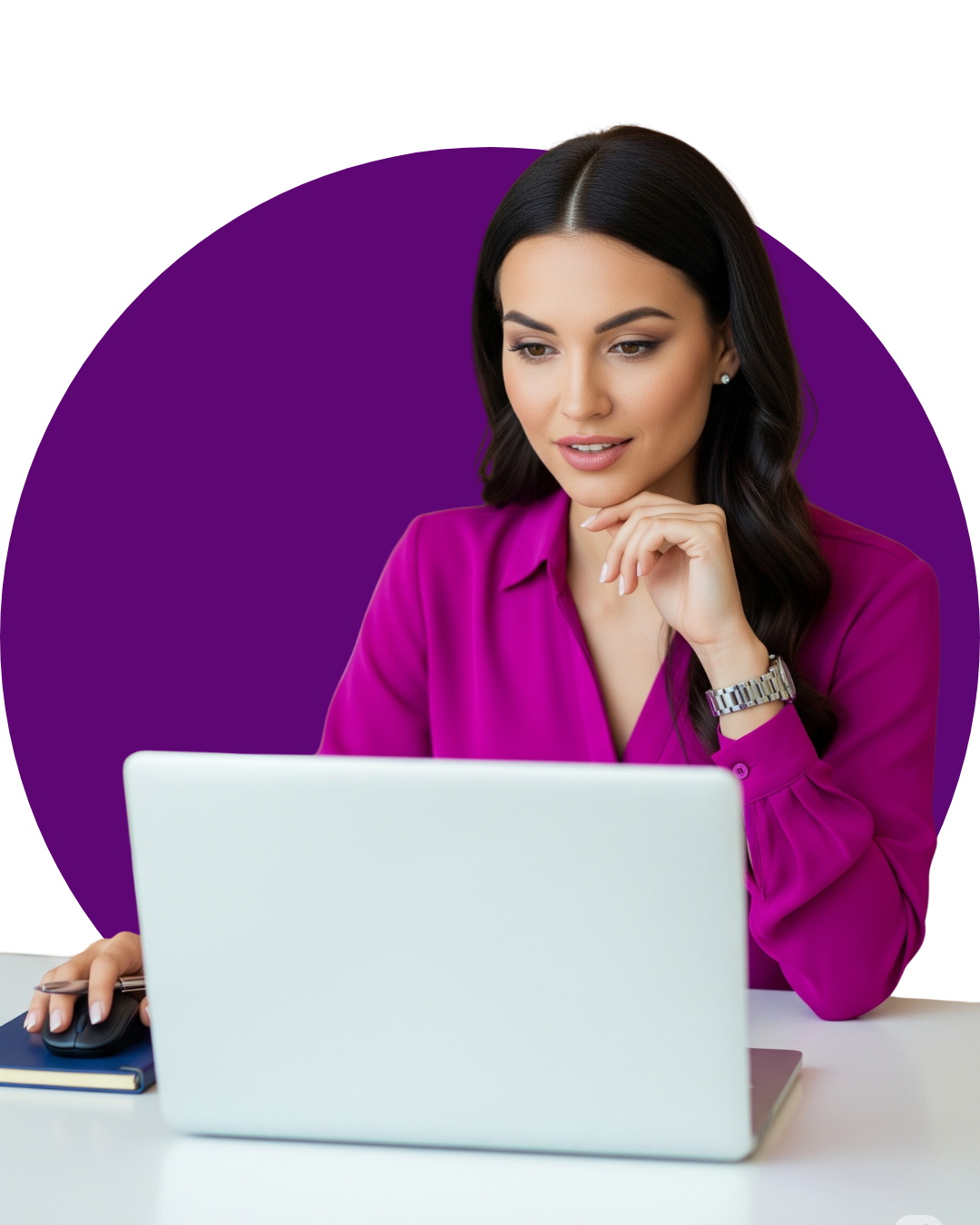 Mulher trabalhando em um laptop